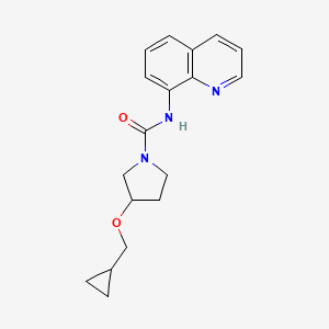 molecular formula C18H21N3O2 B2483842 3-(环丙基甲氧基)-N-(喹啉-8-基)吡咯啶-1-甲酰胺 CAS No. 2034607-91-3