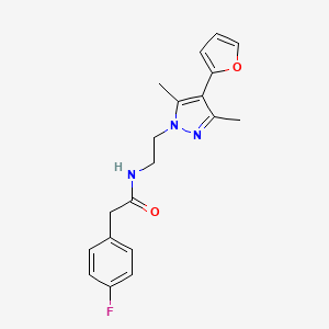 2-(4-fluorophenyl)-N-(2-(4-(furan-2-yl)-3,5-dimethyl-1H-pyrazol-1-yl)ethyl)acetamide