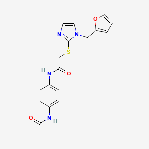 molecular formula C18H18N4O3S B2483854 N-(4-acetamidophenyl)-2-[1-(furan-2-ylmethyl)imidazol-2-yl]sulfanylacetamide CAS No. 872594-24-6