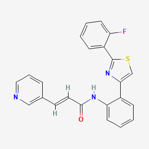 molecular formula C23H16FN3OS B2483860 (E)-N-(2-(2-(2-氟苯基)噻唑-4-基)苯基)-3-(吡啶-3-基)丙烯酰胺 CAS No. 1706496-02-7