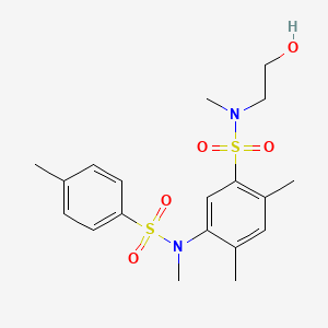 molecular formula C19H26N2O5S2 B2483862 N-(2-hydroxyethyl)-N,2,4-trimethyl-5-[methyl-(4-methylphenyl)sulfonylamino]benzenesulfonamide CAS No. 864842-33-1