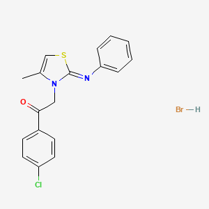 molecular formula C18H16BrClN2OS B2483865 (Z)-1-(4-chlorophenyl)-2-(4-methyl-2-(phenylimino)thiazol-3(2H)-yl)ethanone hydrobromide CAS No. 200959-82-6