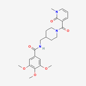 molecular formula C23H29N3O6 B2483866 3,4,5-trimethoxy-N-((1-(1-methyl-2-oxo-1,2-dihydropyridine-3-carbonyl)piperidin-4-yl)methyl)benzamide CAS No. 1235083-94-9