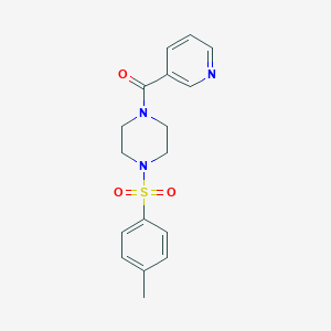 molecular formula C17H19N3O3S B248387 1-[(4-Methylphenyl)sulfonyl]-4-(3-pyridinylcarbonyl)piperazine 