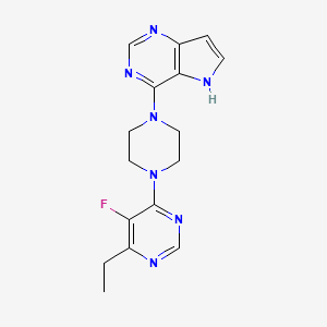 molecular formula C16H18FN7 B2483876 4-[4-(6-Ethyl-5-fluoropyrimidin-4-yl)piperazin-1-yl]-5H-pyrrolo[3,2-d]pyrimidine CAS No. 2380176-77-0