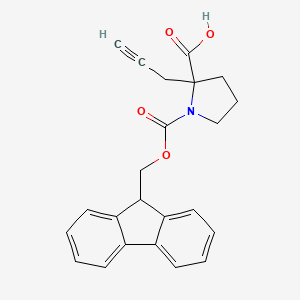 molecular formula C23H21NO4 B2483882 Ácido 1-{[(9H-fluoren-9-il)metoxi]carbonil}-2-(prop-2-in-1-il)pirrolidina-2-carboxílico CAS No. 2138510-43-5