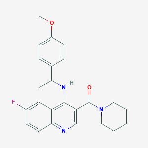 (6-Fluoro-4-((1-(4-methoxyphenyl)ethyl)amino)quinolin-3-yl)(piperidin-1-yl)methanone