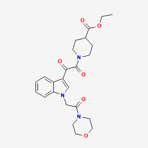 molecular formula C24H29N3O6 B2483901 乙酸1-(2-(1-(2-吗啉基-2-氧代乙基)-1H-吲哚-3-基)-2-氧代乙酰)哌啶-4-甲酸酯 CAS No. 872855-18-0