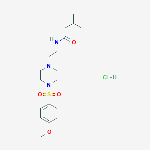 molecular formula C18H30ClN3O4S B2483902 N-(2-(4-((4-methoxyphenyl)sulfonyl)piperazin-1-yl)ethyl)-3-methylbutanamide hydrochloride CAS No. 1185151-31-8
