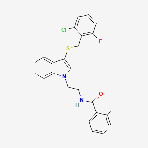 molecular formula C25H22ClFN2OS B2483911 N-(2-(3-((2-chloro-6-fluorobenzyl)thio)-1H-indol-1-yl)ethyl)-2-méthylbenzamide CAS No. 532970-11-9