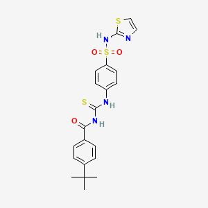 4-(tert-butyl)-N-((4-(N-(thiazol-2-yl)sulfamoyl)phenyl)carbamothioyl)benzamide