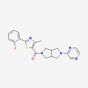 molecular formula C21H20FN5OS B2483922 [2-(2-Fluorophenyl)-4-methyl-1,3-thiazol-5-yl]-(2-pyrazin-2-yl-1,3,3a,4,6,6a-hexahydropyrrolo[3,4-c]pyrrol-5-yl)methanone CAS No. 2415469-87-1