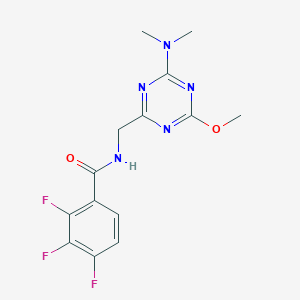 molecular formula C14H14F3N5O2 B2483932 N-((4-(二甲胺基)-6-甲氧基-1,3,5-三嗪-2-基)甲基)-2,3,4-三氟苯甲酰胺 CAS No. 2034540-60-6