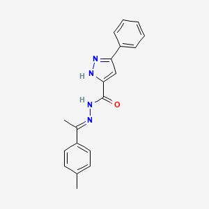 (E)-3-phenyl-N'-(1-(p-tolyl)ethylidene)-1H-pyrazole-5-carbohydrazide