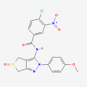 molecular formula C19H15ClN4O5S B2483960 4-chloro-N-[2-(4-methoxyphenyl)-5-oxo-4,6-dihydrothieno[3,4-c]pyrazol-3-yl]-3-nitrobenzamide CAS No. 1007192-46-2