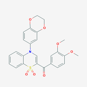 molecular formula C25H21NO7S B2483963 [4-(2,3-dihydro-1,4-benzodioxin-6-yl)-1,1-dioxido-4H-1,4-benzothiazin-2-yl](3,4-dimethoxyphenyl)methanone CAS No. 1114872-58-0