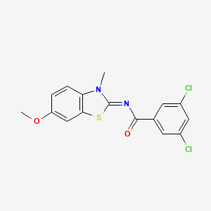 molecular formula C16H12Cl2N2O2S B2483967 (E)-3,5-dichloro-N-(6-methoxy-3-methylbenzo[d]thiazol-2(3H)-ylidene)benzamide CAS No. 850781-91-8