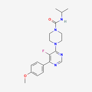 molecular formula C19H24FN5O2 B2483978 4-[5-Fluoro-6-(4-methoxyphenyl)pyrimidin-4-yl]-N-propan-2-ylpiperazine-1-carboxamide CAS No. 2380173-78-2