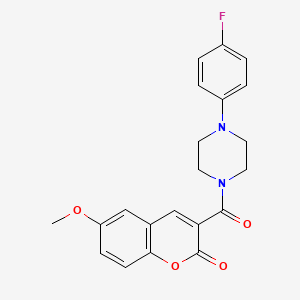 molecular formula C21H19FN2O4 B2483979 3-{[4-(4-氟苯基)-1-哌嗪基]羰基}-6-甲氧基-2H-香豆素-2-酮 CAS No. 714262-98-3