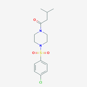 molecular formula C15H21ClN2O3S B248398 1-[(4-Chlorophenyl)sulfonyl]-4-(3-methylbutanoyl)piperazine 