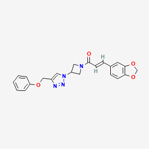 molecular formula C22H20N4O4 B2483981 (E)-3-(benzo[d][1,3]dioxol-5-yl)-1-(3-(4-(phenoxymethyl)-1H-1,2,3-triazol-1-yl)azetidin-1-yl)prop-2-en-1-one CAS No. 2035004-32-9