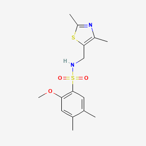 molecular formula C15H20N2O3S2 B2483982 N-((2,4-二甲基噻唑-5-基)甲基)-2-甲氧基-4,5-二甲基苯磺酰胺 CAS No. 1421530-56-4
