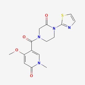 4-(4-Methoxy-1-methyl-6-oxo-1,6-dihydropyridine-3-carbonyl)-1-(thiazol-2-yl)piperazin-2-one