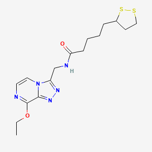 molecular formula C16H23N5O2S2 B2483993 5-(1,2-二硫杂环戊烷-3-基)-N-((8-乙氧-[1,2,4]三唑[4,3-a]吡嘧啶-3-基)甲基)戊酰胺 CAS No. 2034547-55-0