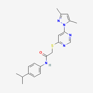 molecular formula C20H23N5OS B2483994 2-((6-(3,5-dimethyl-1H-pyrazol-1-yl)pyrimidin-4-yl)thio)-N-(4-isopropylphenyl)acetamide CAS No. 1251620-92-4