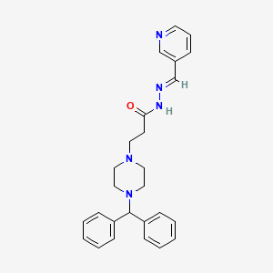 (E)-3-(4-benzhydrylpiperazin-1-yl)-N'-(pyridin-3-ylmethylene)propanehydrazide