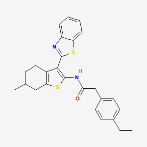 molecular formula C26H26N2OS2 B2484002 N-(3-(benzo[d]thiazol-2-yl)-6-methyl-4,5,6,7-tetrahydrobenzo[b]thiophen-2-yl)-2-(4-ethylphenyl)acetamide CAS No. 922488-48-0
