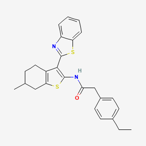 molecular formula C26H26N2OS2 B2484002 N-[3-(1,3-benzothiazol-2-yl)-6-methyl-4,5,6,7-tetrahydro-1-benzothiophen-2-yl]-2-(4-ethylphenyl)acetamide CAS No. 922488-48-0