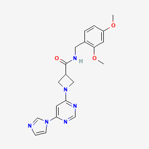 molecular formula C20H22N6O3 B2484010 1-(6-(1H-imidazol-1-yl)pyrimidin-4-yl)-N-(2,4-dimethoxybenzyl)azetidine-3-carboxamide CAS No. 2034230-37-8