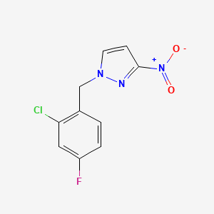 molecular formula C10H7ClFN3O2 B2484016 1-(2-氯-4-氟苄基)-3-硝基-1H-吡唑 CAS No. 957310-65-5