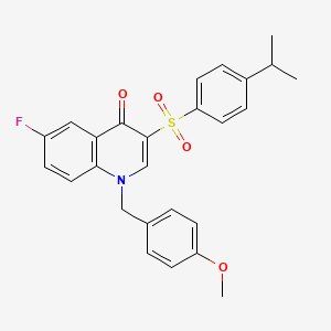 molecular formula C26H24FNO4S B2484035 6-fluoro-1-[(4-methoxyphenyl)methyl]-3-[4-(propan-2-yl)benzenesulfonyl]-1,4-dihydroquinolin-4-one CAS No. 866842-65-1