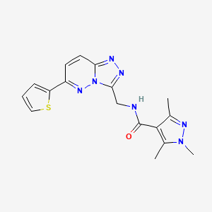 molecular formula C17H17N7OS B2484036 1,3,5-三甲基-N-((6-(噻吩-2-基)-[1,2,4]三唑并[4,3-b]吡啶-3-基)甲基)-1H-吡唑-4-甲酰胺 CAS No. 2034533-99-6