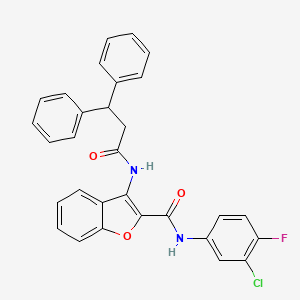 N-(3-chloro-4-fluorophenyl)-3-(3,3-diphenylpropanamido)benzofuran-2-carboxamide