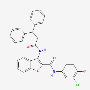 molecular formula C30H22ClFN2O3 B2484041 N-(3-chloro-4-fluorophenyl)-3-(3,3-diphenylpropanamido)-1-benzofuran-2-carboxamide CAS No. 888440-41-3