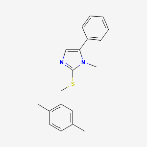 molecular formula C19H20N2S B2484045 2-((2,5-dimethylbenzyl)thio)-1-methyl-5-phenyl-1H-imidazole CAS No. 932321-03-4