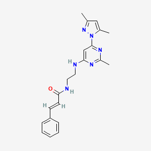 molecular formula C21H24N6O B2484053 N-(2-((6-(3,5-dimethyl-1H-pyrazol-1-yl)-2-methylpyrimidin-4-yl)amino)ethyl)cinnamamide CAS No. 1173315-35-9