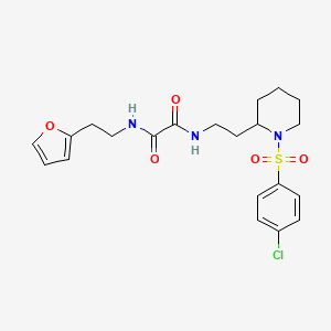 molecular formula C21H26ClN3O5S B2484056 N1-(2-(1-((4-chlorophenyl)sulfonyl)piperidin-2-yl)ethyl)-N2-(2-(furan-2-yl)ethyl)oxalamide CAS No. 898406-77-4