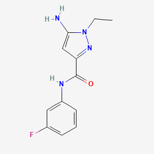 molecular formula C12H13FN4O B2484057 5-amino-1-ethyl-N-(3-fluorophenyl)-1H-pyrazole-3-carboxamide CAS No. 1855937-53-9