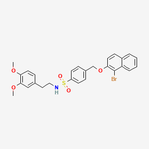 molecular formula C27H26BrNO5S B2484059 (2-(3,4-二甲氧基苯基)乙基)((4-((1-溴(2-萘氧基))甲基)苯基)磺酰)胺 CAS No. 1024312-90-0