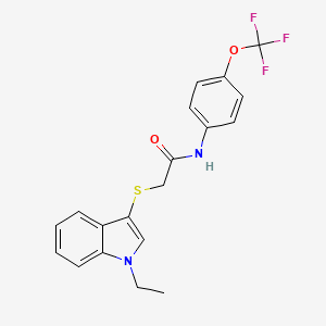 molecular formula C19H17F3N2O2S B2484060 2-((1-ethyl-1H-indol-3-yl)thio)-N-(4-(trifluoromethoxy)phenyl)acetamide CAS No. 851411-95-5
