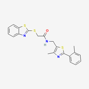 molecular formula C21H19N3OS3 B2484061 2-(benzo[d]thiazol-2-ylthio)-N-((4-methyl-2-(o-tolyl)thiazol-5-yl)methyl)acetamide CAS No. 1797587-11-1