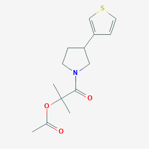 molecular formula C14H19NO3S B2484066 2-Methyl-1-oxo-1-(3-(thiophen-3-yl)pyrrolidin-1-yl)propan-2-yl acetate CAS No. 2176270-17-8