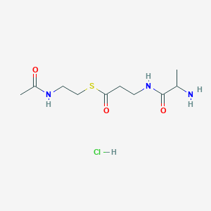 molecular formula C10H20ClN3O3S B2484070 S-(2-Acetamidoethyl) 3-(2-aminopropanoylamino)propanethioate;hydrochloride CAS No. 2361635-88-1