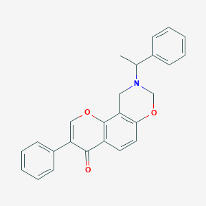 molecular formula C25H21NO3 B2484072 3-phenyl-9-(1-phenylethyl)-9,10-dihydrochromeno[8,7-e][1,3]oxazin-4(8H)-one CAS No. 951984-31-9