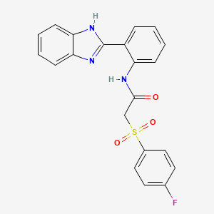 molecular formula C21H16FN3O3S B2484074 N-(2-(1H-benzo[d]imidazol-2-yl)phenyl)-2-((4-fluorophenyl)sulfonyl)acetamide CAS No. 895473-16-2