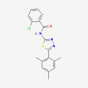 molecular formula C18H16ClN3OS B2484078 2-chloro-N-[5-(2,4,6-trimethylphenyl)-1,3,4-thiadiazol-2-yl]benzamide CAS No. 391226-46-3